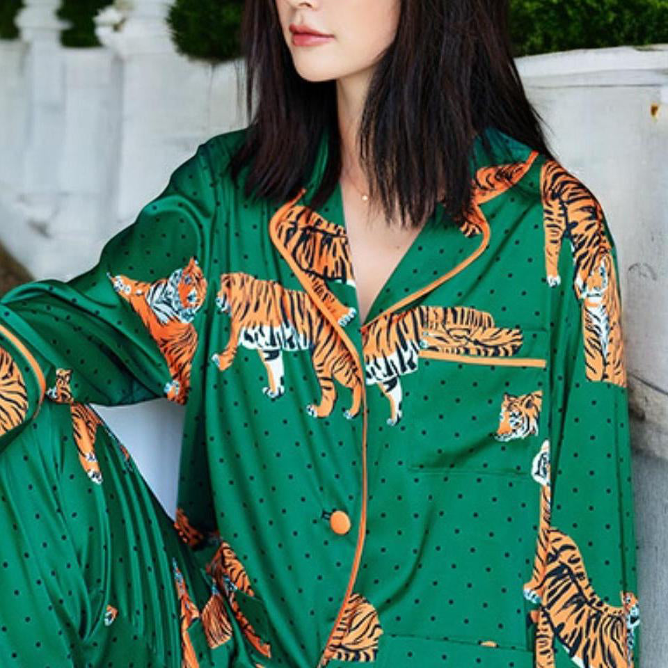Satin Tiger Print PJ Set