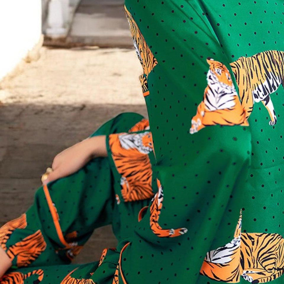 Satin Tiger Print PJ Set