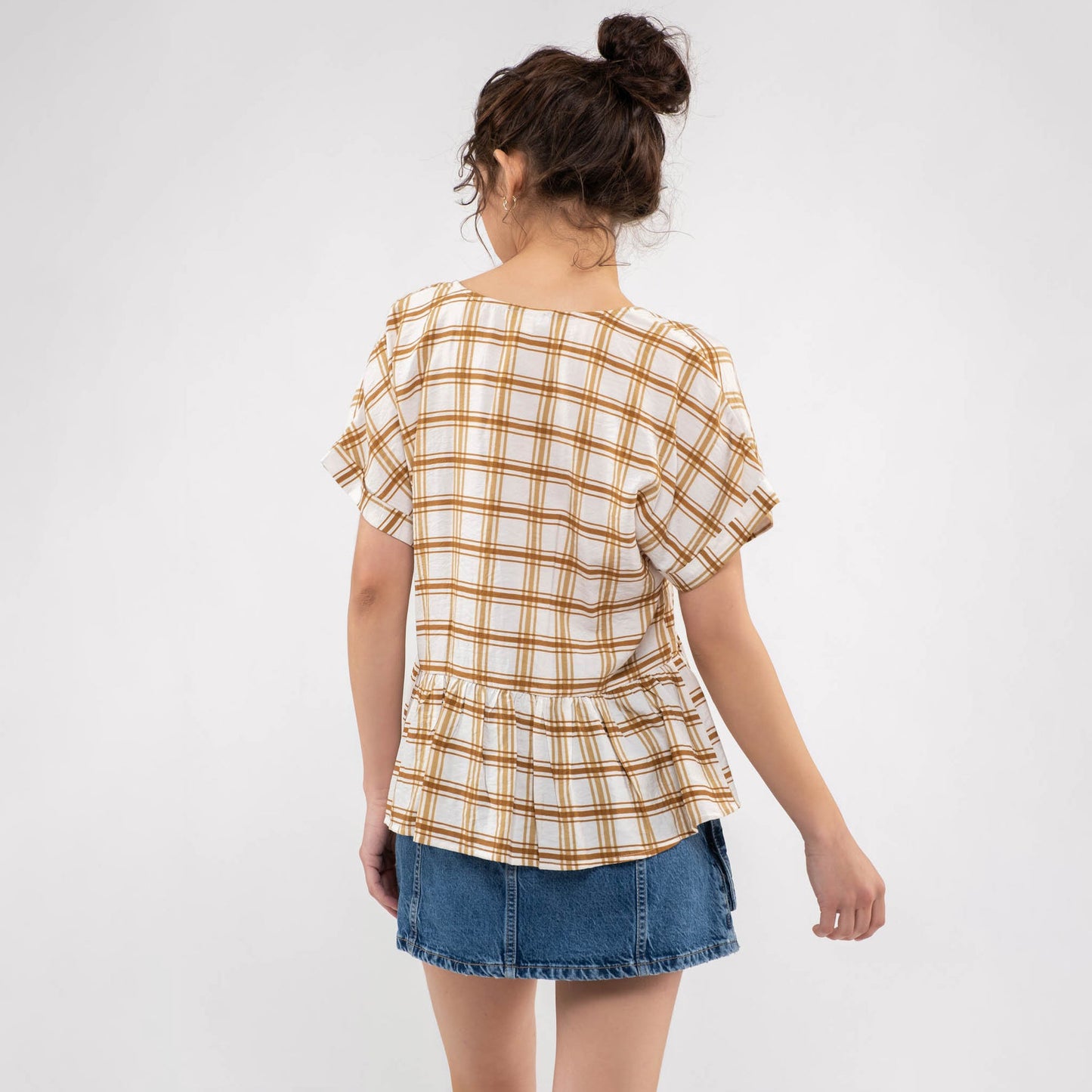 
                  
                    Abbie Plaid Peplum Top
                  
                