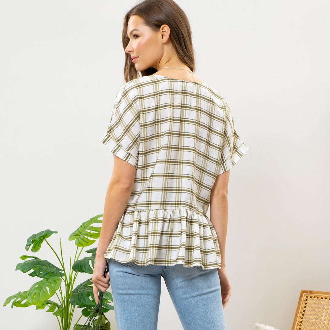 
                  
                    Abbie Plaid Peplum Top
                  
                