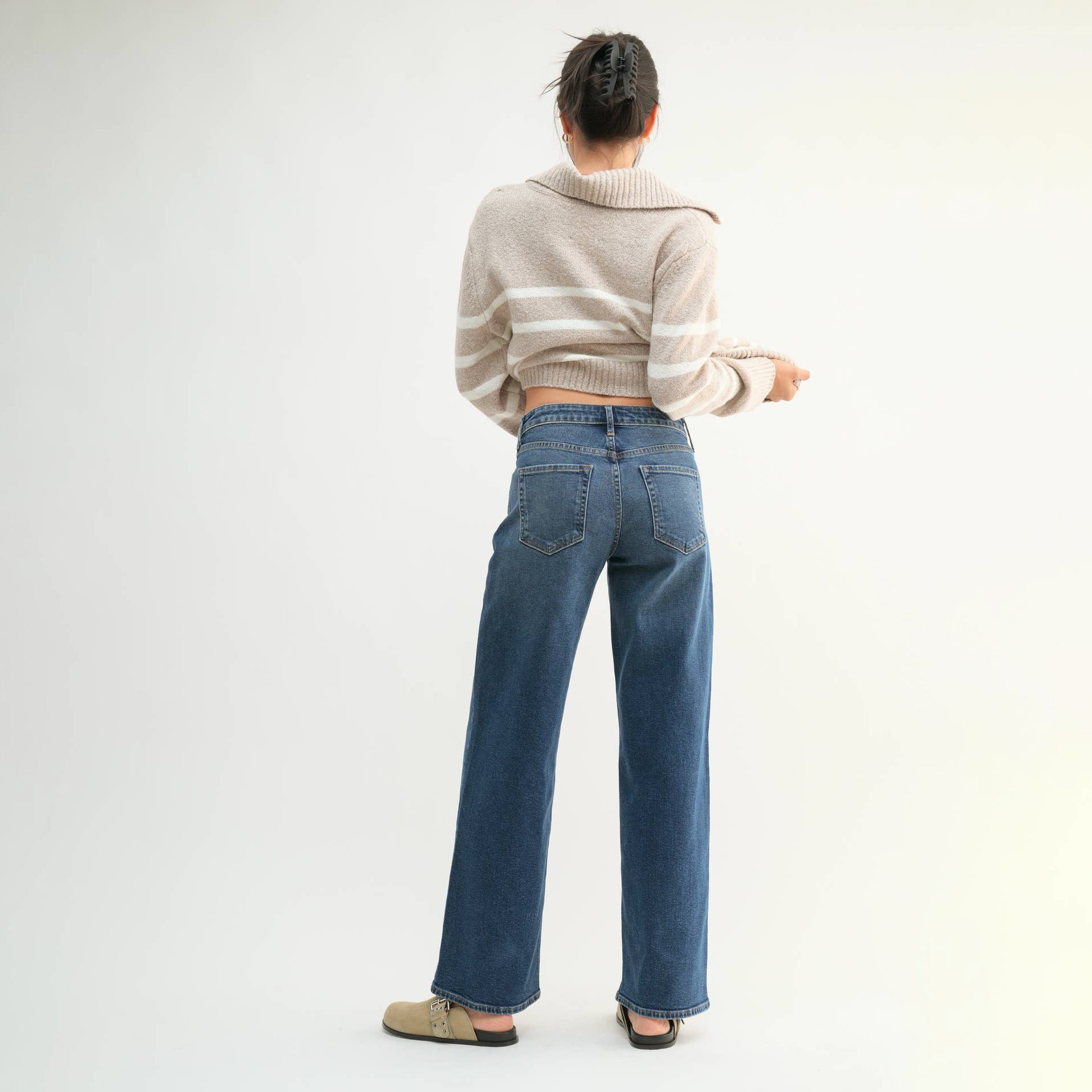 Medium Rise Slim Wide Leg