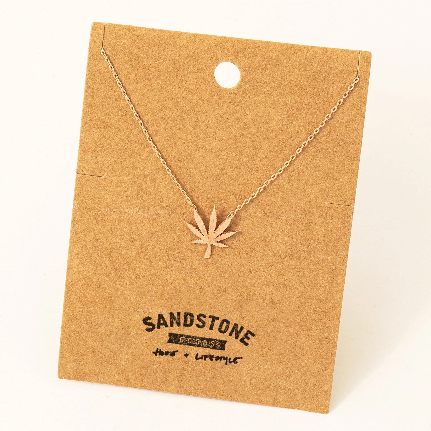 Cannabis Leaf Necklace Rose Gold