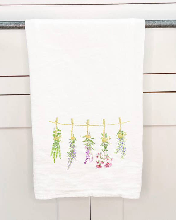 Herbs On A Line Tea Towel