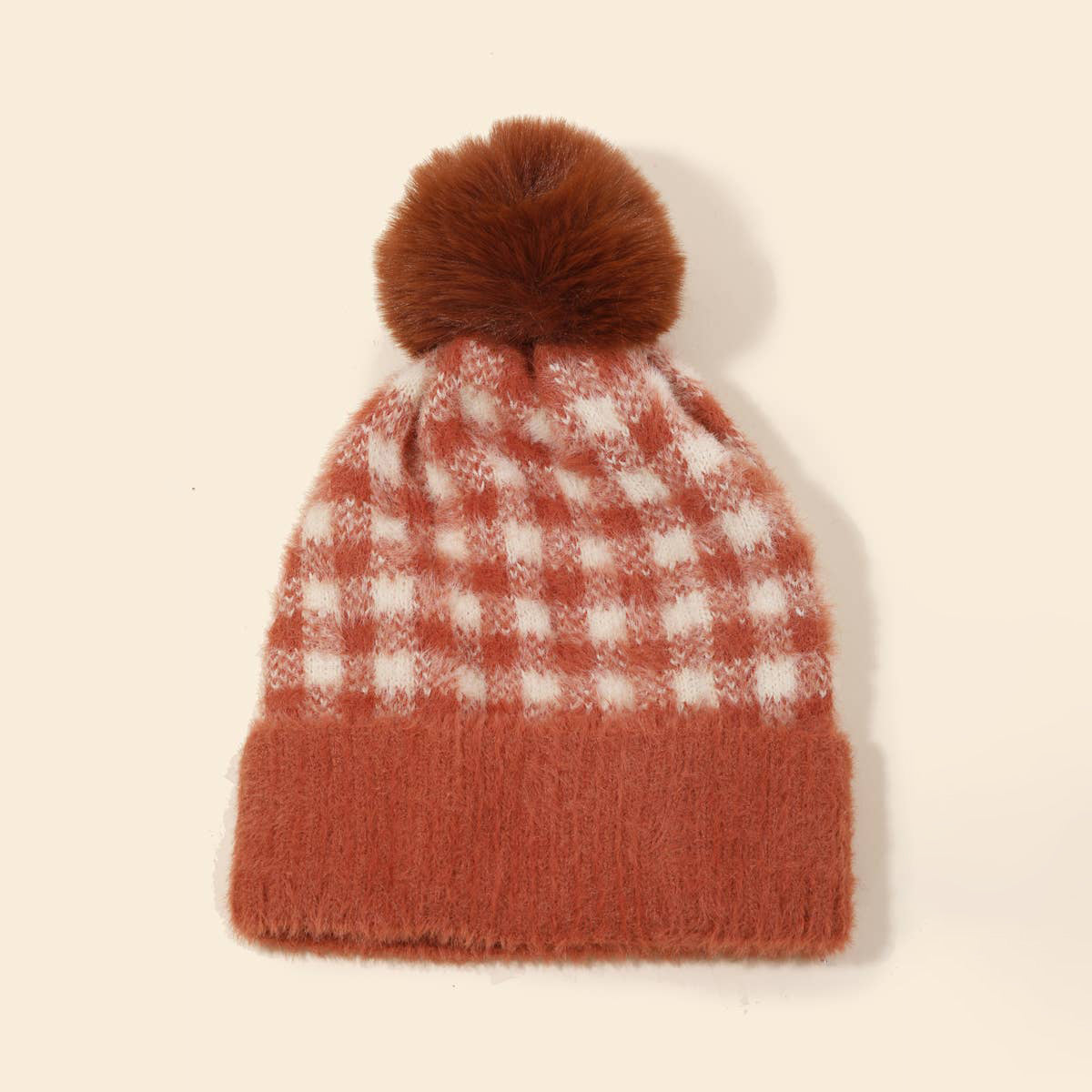 
                  
                    Pompom Plaid Beanie
                  
                