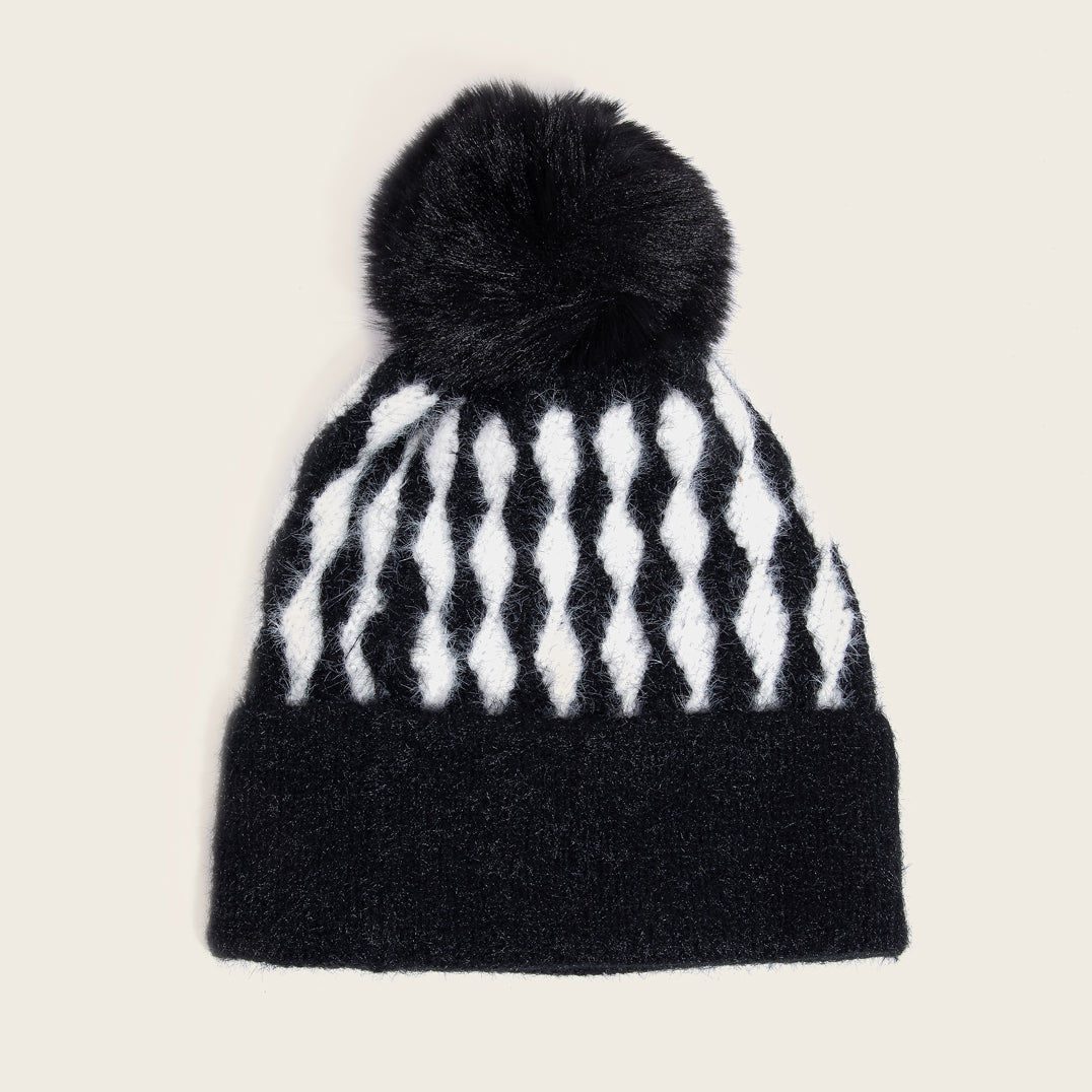 Pompom Diamond Beanie