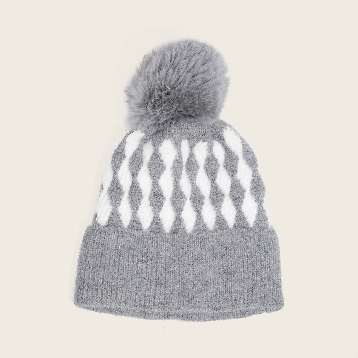 Pompom Diamond Beanie