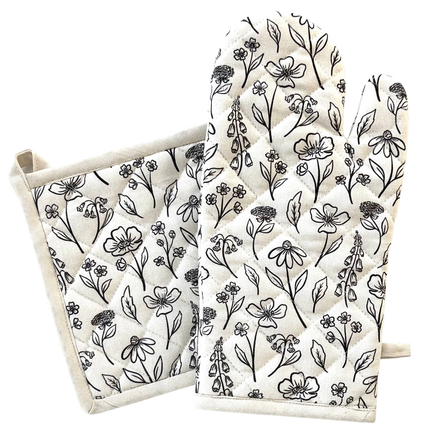Pressed Flower Oven Mitt Set