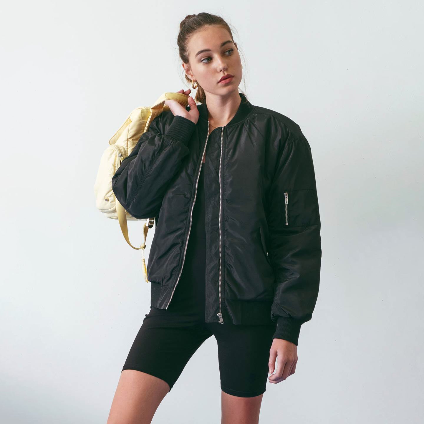 Ruched Bomber Jacket