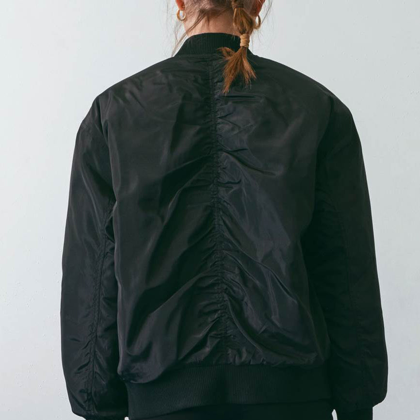 Ruched Bomber Jacket