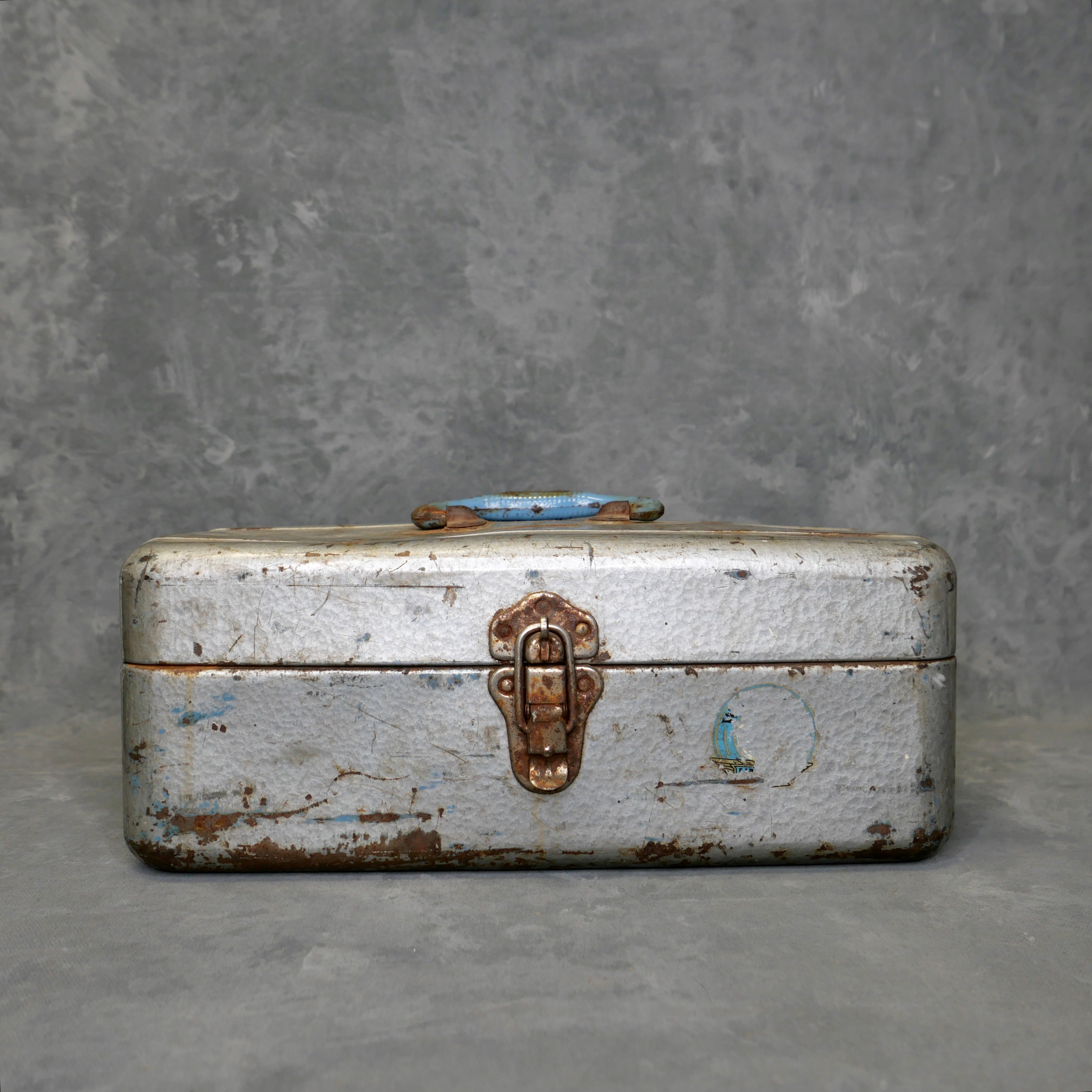 Vintage Blue Handled Tool Box