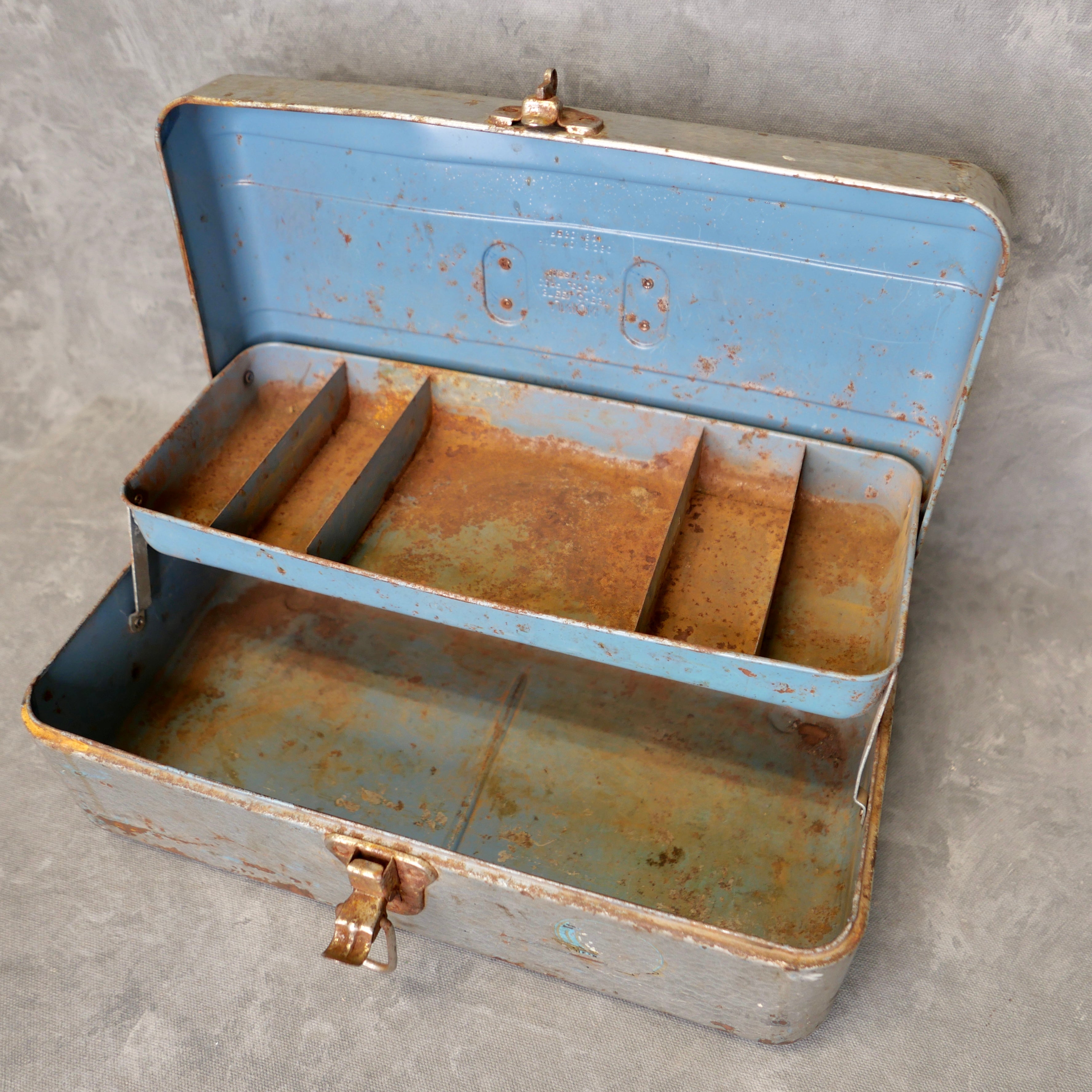 Vintage Blue Handled Tool Box