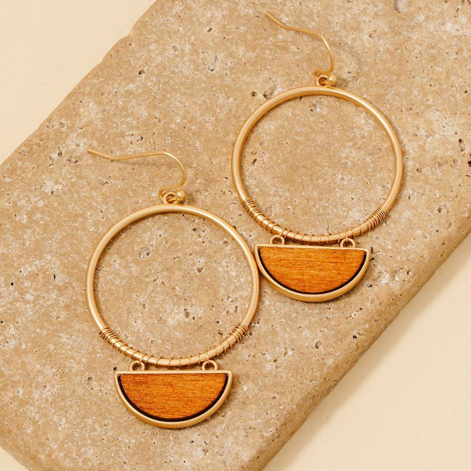 Wood Half Circle Earrings