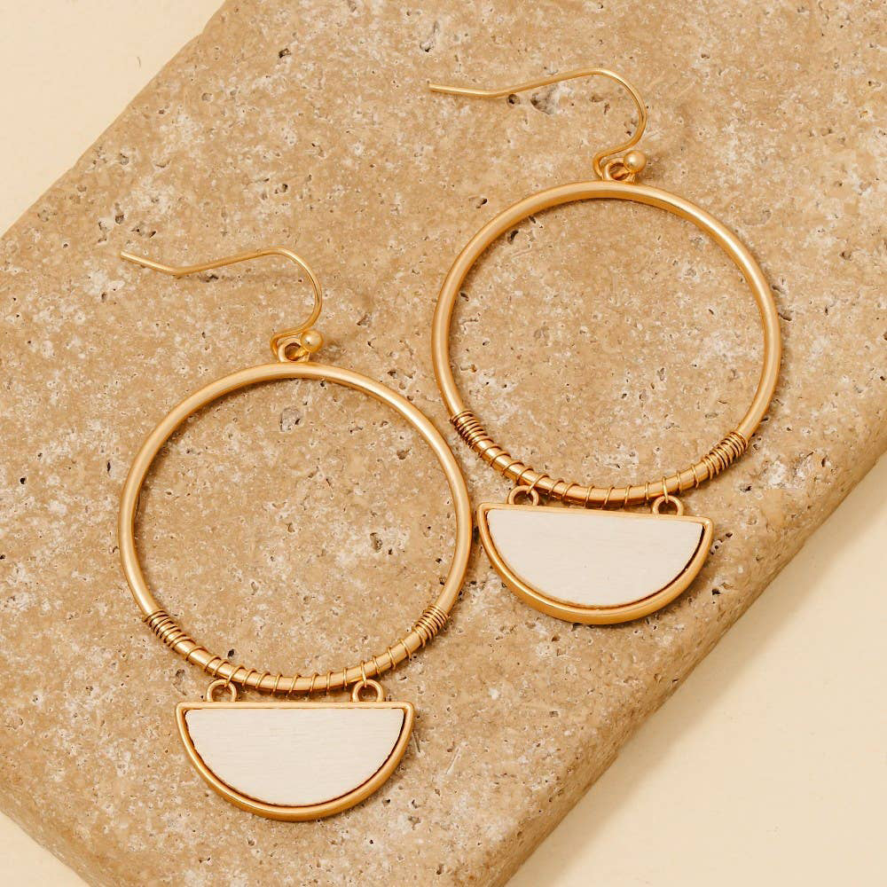 Wood Half Circle Earrings