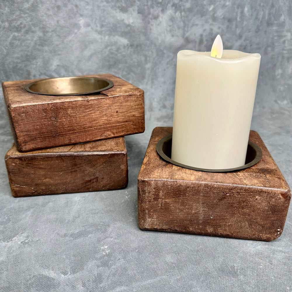 Pillar Candle Holder with Metal Insert