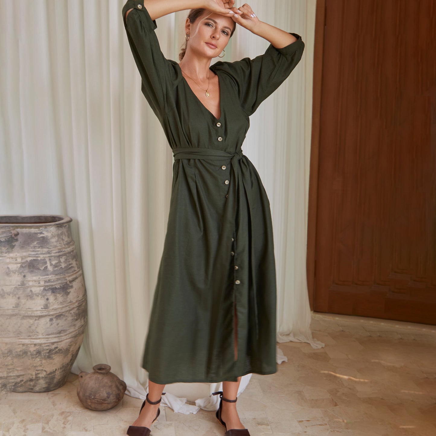 
                  
                    Selene Belted Midi Dress
                  
                